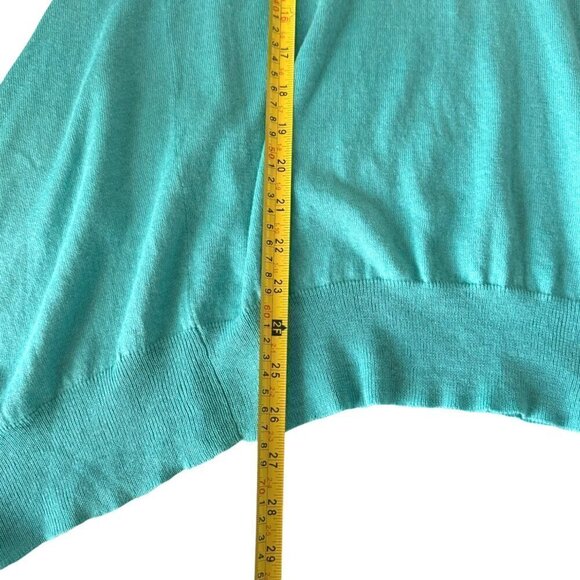 NWOT Acrobat  V-Neck Sweater Sz.L Turquoise Blue Asymmetrical Hem Relaxed Fit - Picture 5 of 11